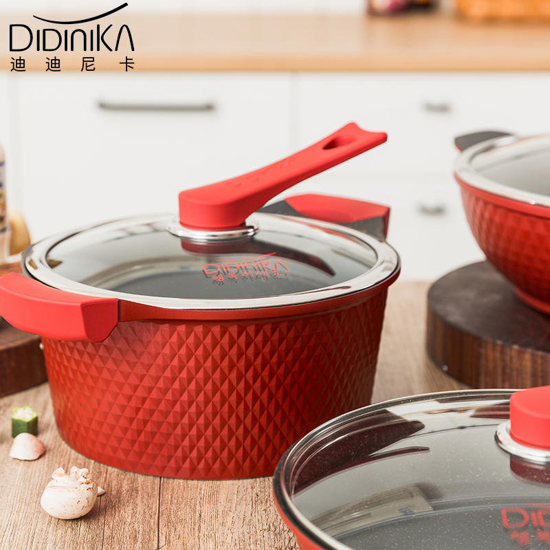 迪迪尼卡(Didinika)锅具套装2件套麦饭石炒锅不粘锅平底锅煎锅家用厨房组合套装