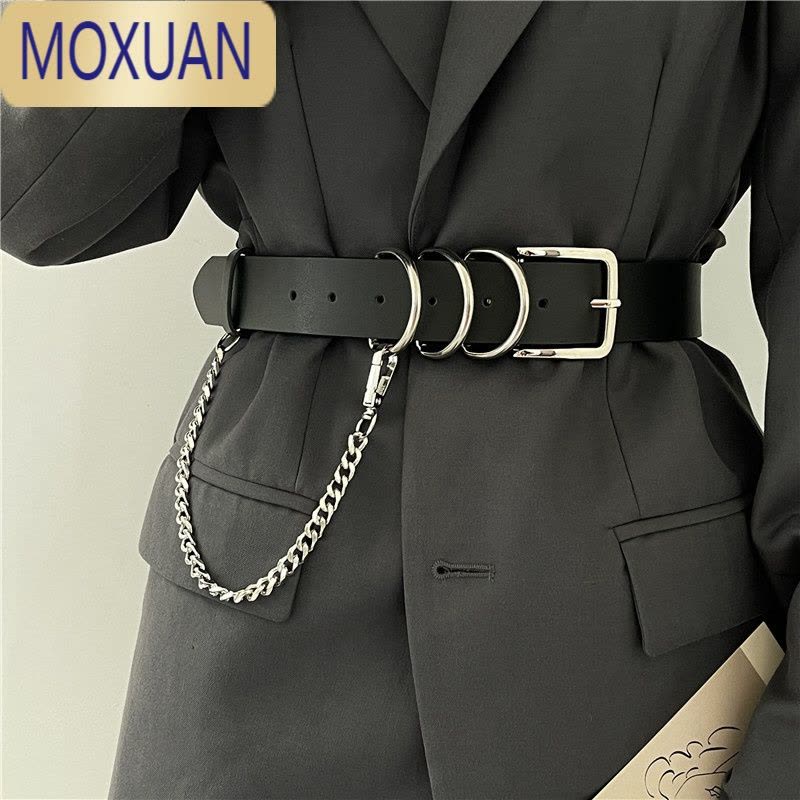 MOXUAN皮带街头ins风朋克链条装饰百搭欧美时尚牛仔裤腰带配连衣裙西装图片