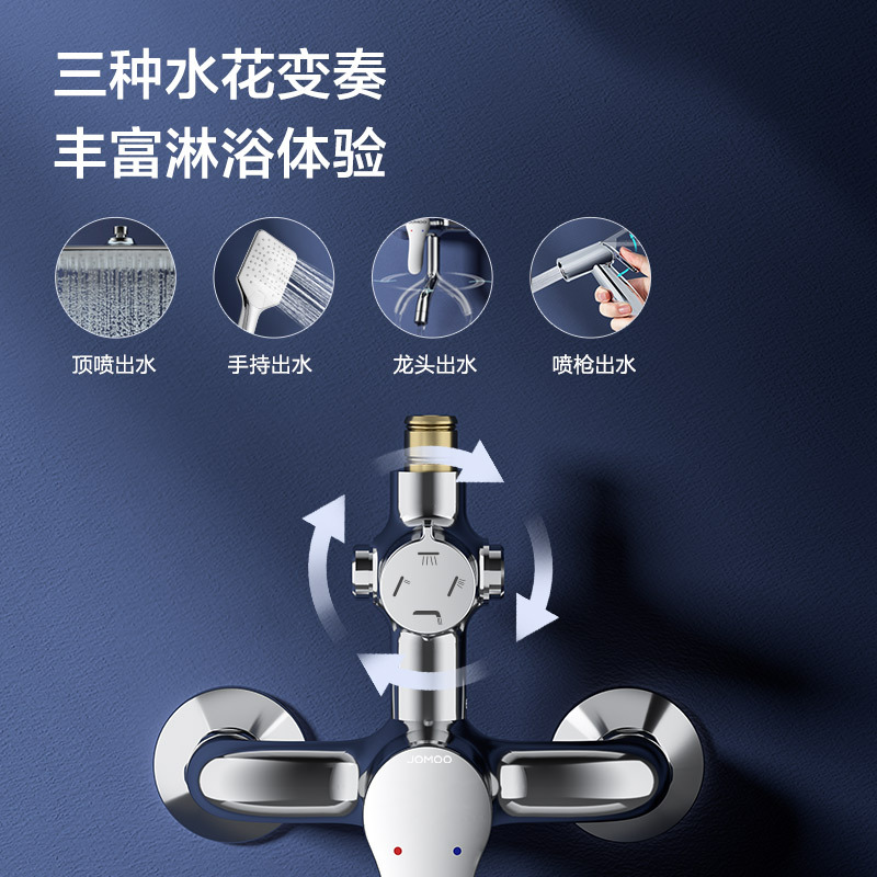 九牧卫浴淋浴器龙头花洒喷头套装淋雨浴室沐浴家用卫生间不锈钢洗澡36430-147/1B4-1