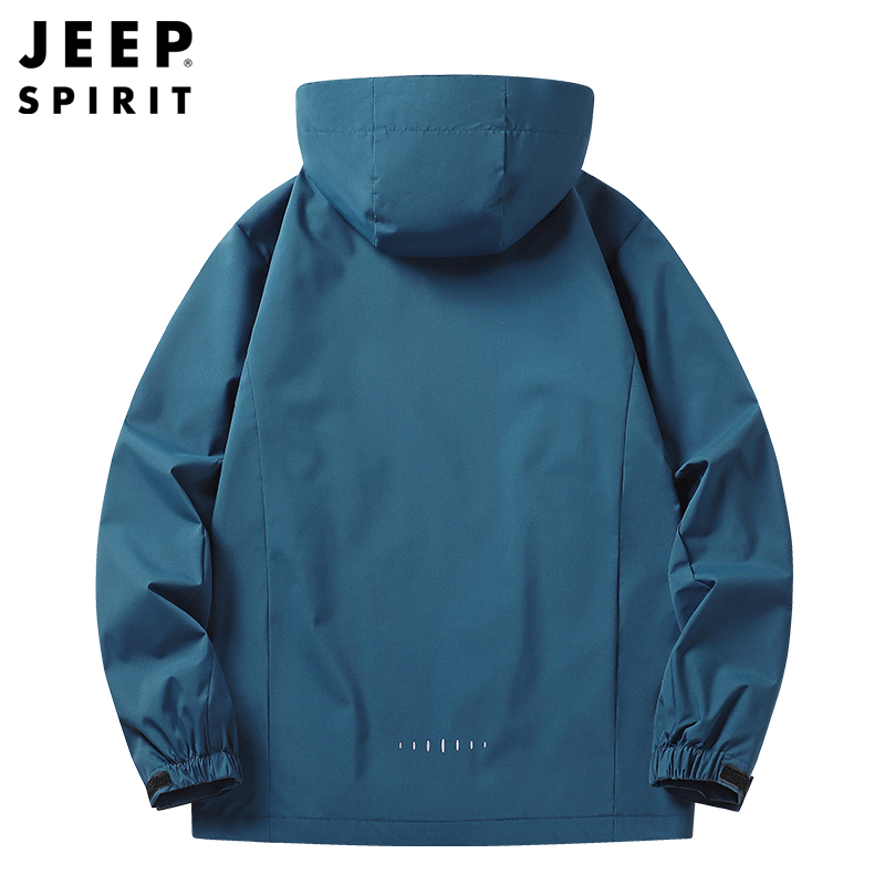 JEEP SPIRIT吉普外套男春秋情侣款夹克宽松大码工装可脱卸帽休闲冲锋外套