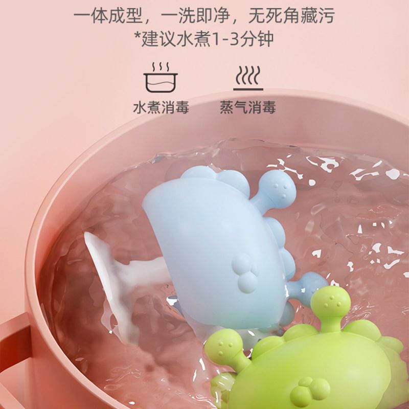 DuDi/青蛙嘟迪 宝宝牙胶零食杯婴幼儿磨牙棒儿童安抚防吃手小孩咬胶玩具蘑菇可水煮(送收纳盒) 蓝色