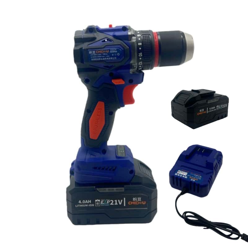 炽豆21013T新款无刷锂电充电钻大钢炮大扭力专业级正反转调速电动螺丝刀 炽豆21013T无刷锂电钻-4.0双电