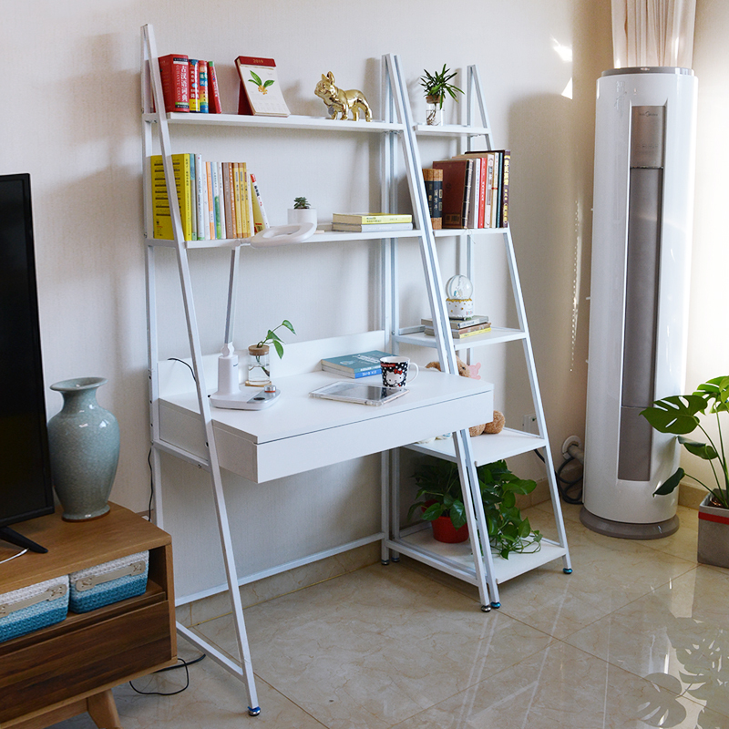自如书桌书架组合网红宿舍白色卧室家用简易铁艺电脑写字办公桌
