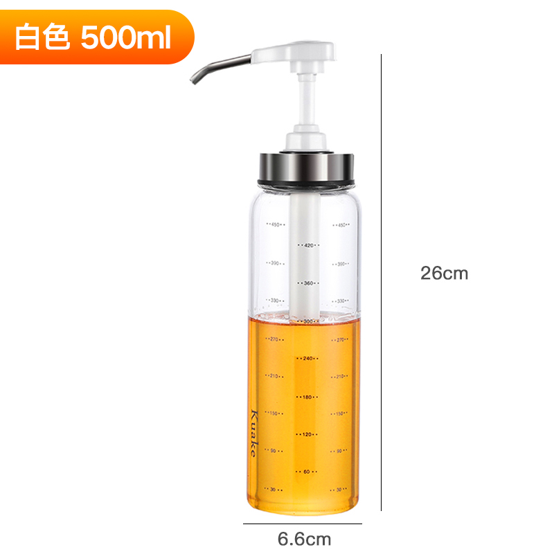 厨房酱油醋调料瓶套装玻璃油酱醋壶分装沙拉酱挤压瓶番茄酱蚝油 敬平 白色500ml