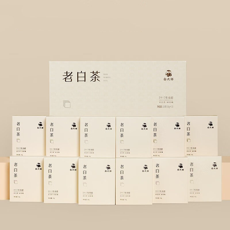 白大师 寿眉小方片福鼎老白茶 闷泡杯补充礼盒装 120g高清大图