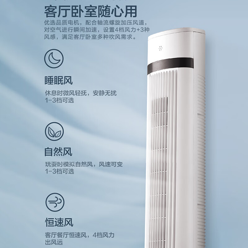 美的(Midea)塔式电风扇遥控定时预约轻声低噪柔风大角度大风量摇头迷你体积 ZAE09MA高清大图