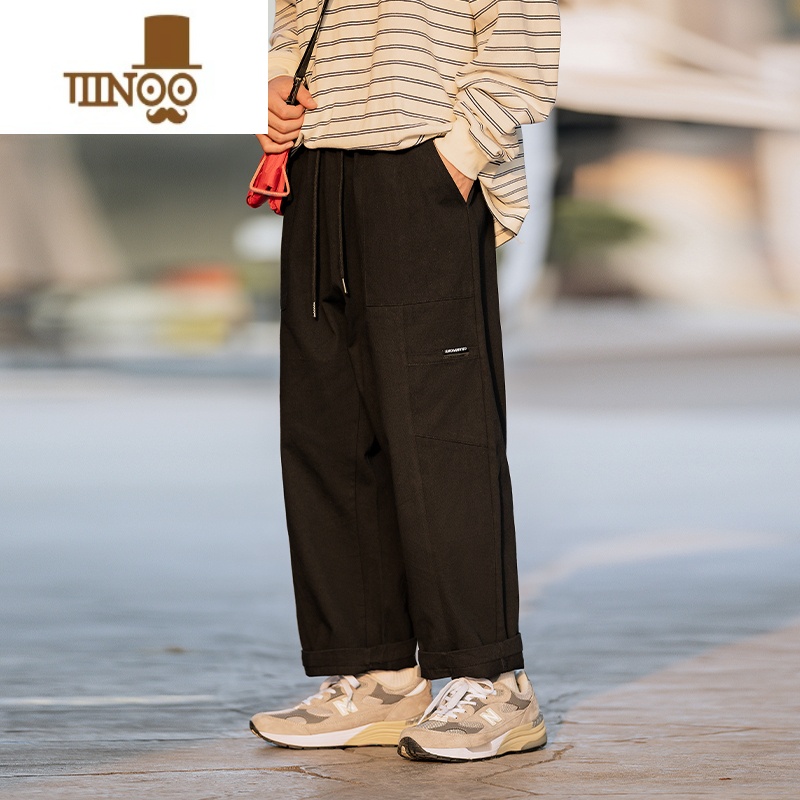 YANXU男士休闲裤夏季薄款直筒宽松日系工装裤青少年潮牌男生长裤子高清大图