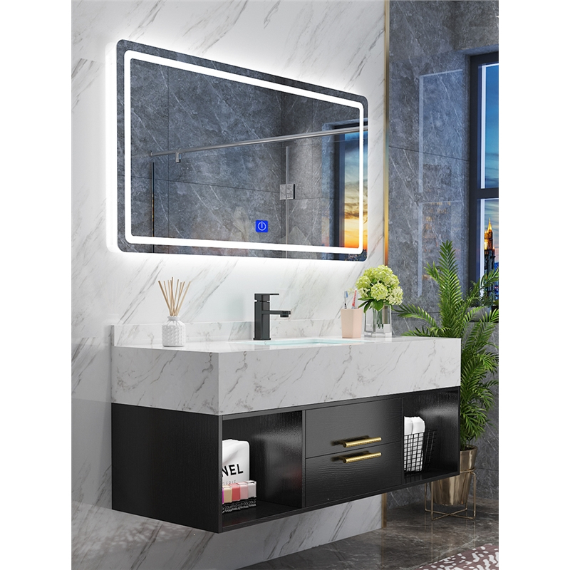 北欧大理石浴室柜组合简约卫生间洗漱台藤印象洗手盆柜岩板洗脸台卫浴