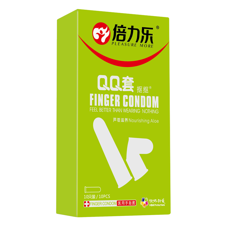 倍力乐Les手指套芦荟款女用安全套套检查指套玻尿酸润滑女同拉拉自慰套情趣调情避孕套成人用品byt高清大图