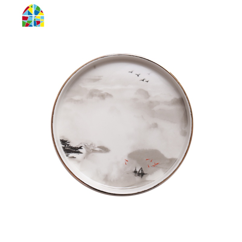 新中式网红轻奢水墨山水画陶瓷餐具 家用碗盘碟组合套装客厅摆件 FENGHOU 小汤勺*2(北欧山水)高清大图