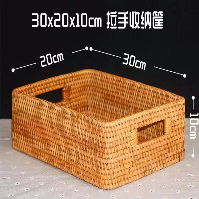 越南藤编收纳筐编脏衣篮子竹编储物箱编织玩具整理箱杂物收纳盒 三维工匠高清大图