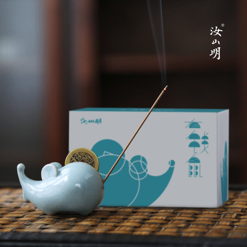 汝山明-有钱鼠汝瓷摆件高清大图