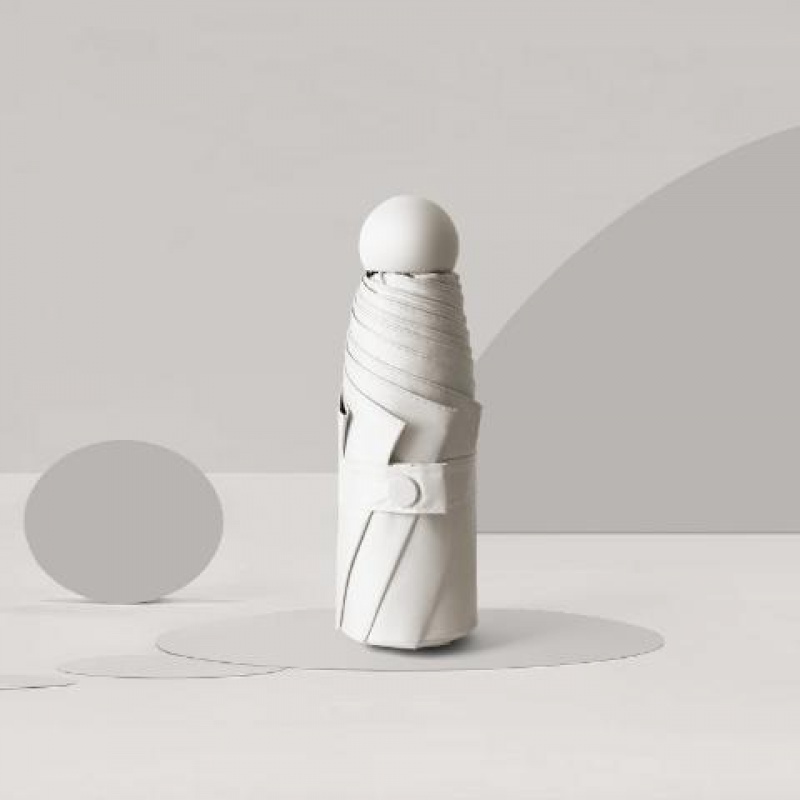 五折黑胶太阳伞迷你遮阳伞伞伞批发广告口袋伞折叠晴雨伞 6骨浅灰加厚黑胶无盒