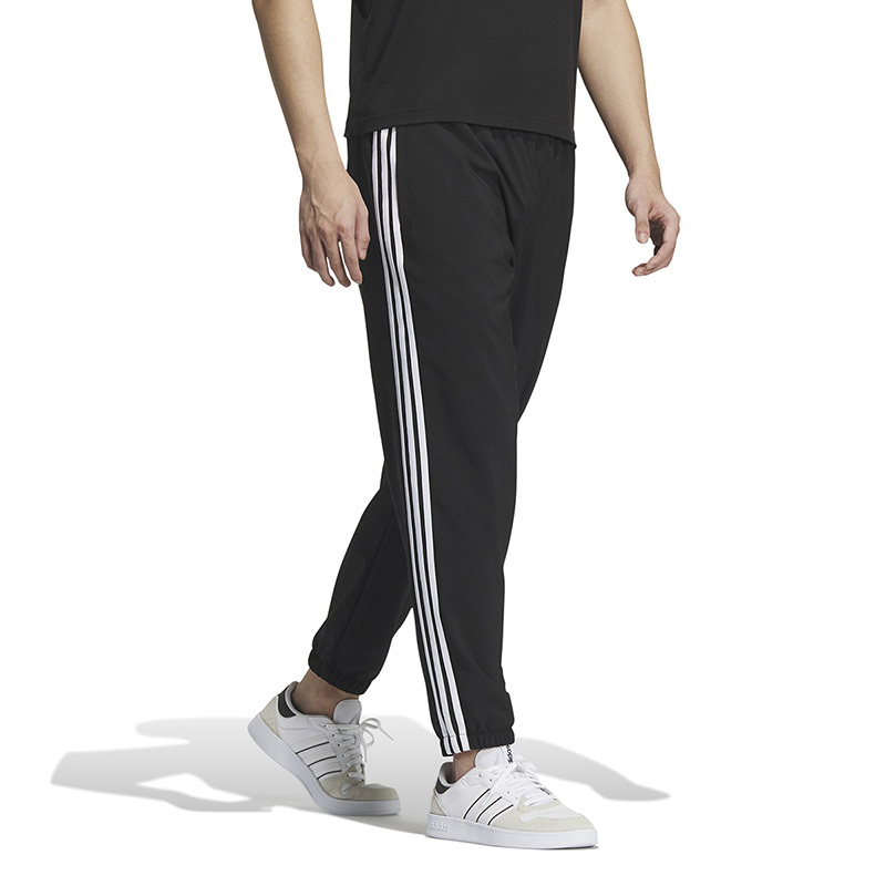 adidas neo Logo标志竖条纹束脚宽松运动裤 男款 黑色 IP8314