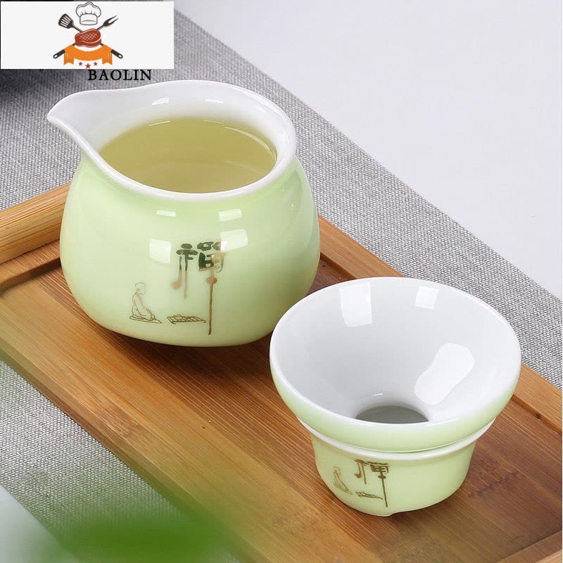 茶漏网茶滤器茶隔陶瓷套装茶具配件茶叶过滤网泡茶器创意茶杯 茶漏+送公道杯-玲珑向阳花 敬平图片