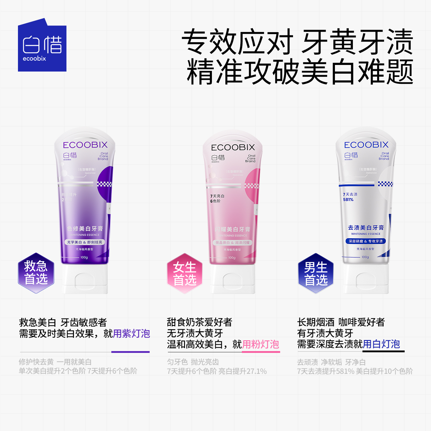 白惜去渍美白牙膏100g高清大图