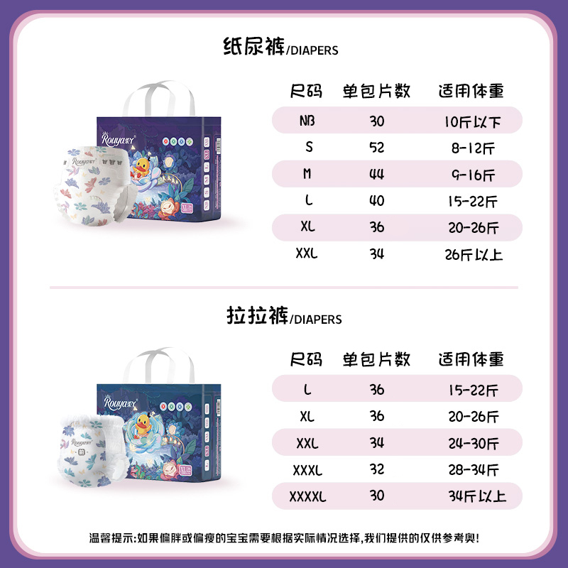 柔丫芯愿系列纸尿裤蚕丝蛋白精粹富含氨基酸温护PP肌肤