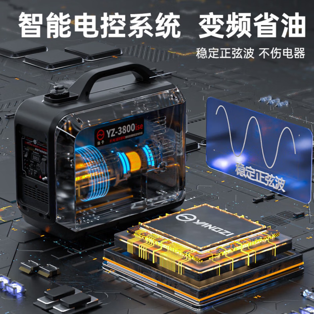 扬子汽油发电机220v小型家用静音变频户外摆摊野营车载微型便携式 YZ-3800ISE高清大图