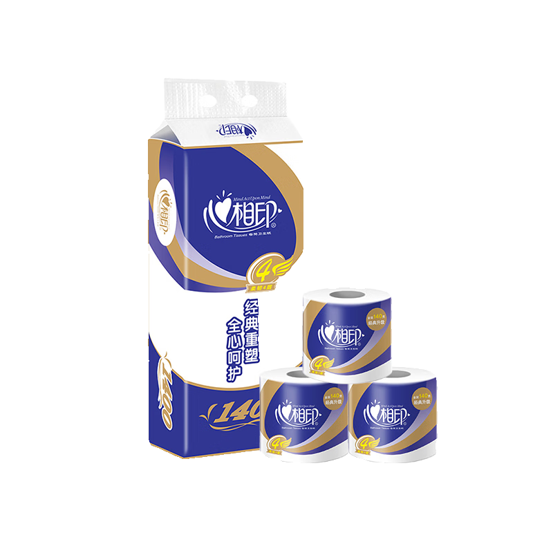 心相印 心柔系列 4层卷筒卫生纸 140g/卷 10卷/提 2提装 BT910高清大图