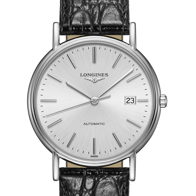 浪琴longines瑰丽系列真皮灰盘镂空表底机械男表时尚休闲男士手表商务