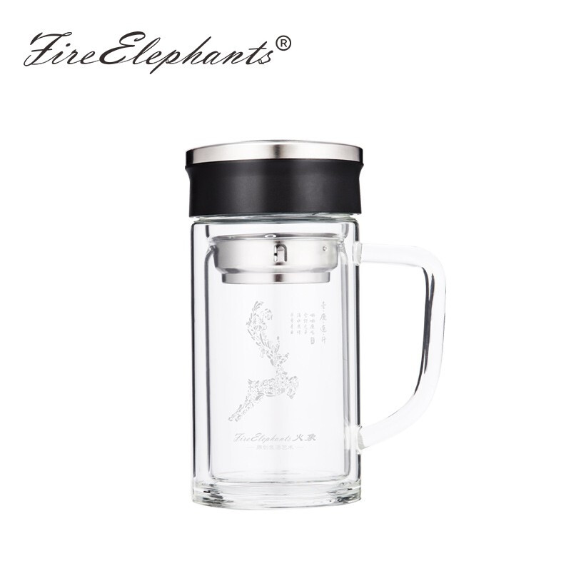 火象壹路连升玻璃办公杯350ml高清大图