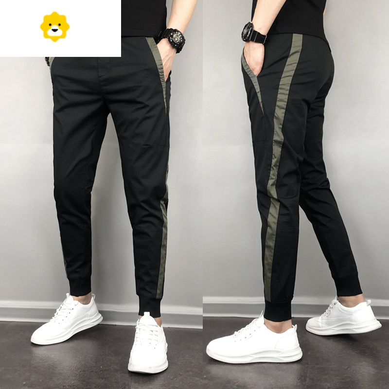 fishbasket春夏季网红束脚裤子男韩版修身潮流精小伙九分裤弹力小脚