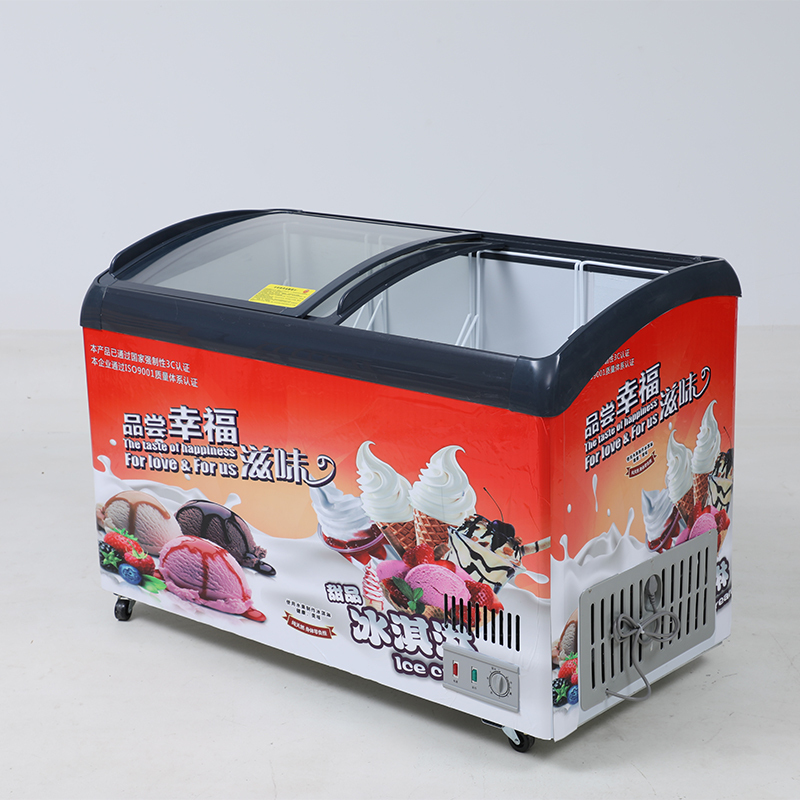 赫强商用冷柜BD/BC-536升黑色冰柜商用卧式推拉门冰柜冷冻冰柜食品冷藏柜雪糕柜水果蔬菜保鲜冷柜