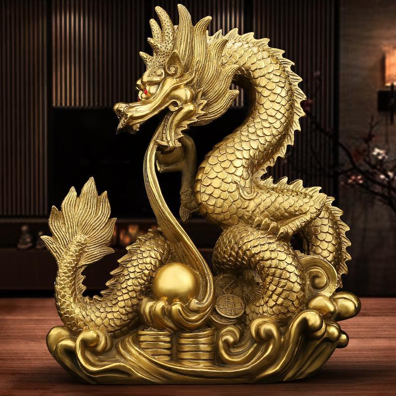 净也吉善缘纯铜龙摆件铜龙装饰品家居书房办公室大号12生肖铜龙