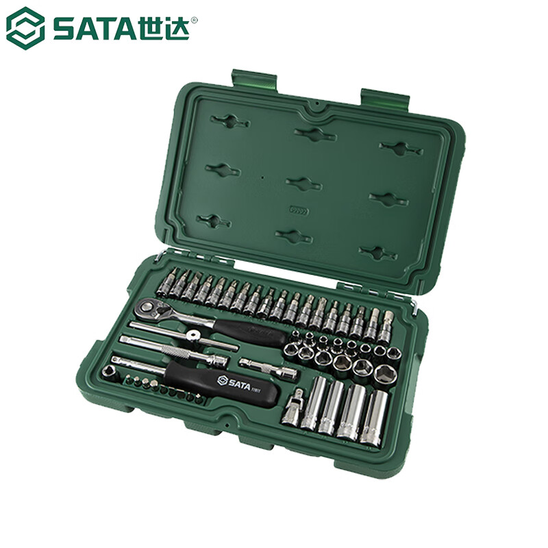 世达(SATA)棘轮套筒扳手汽修汽保工具箱套装52件套筒组套09002高清大图