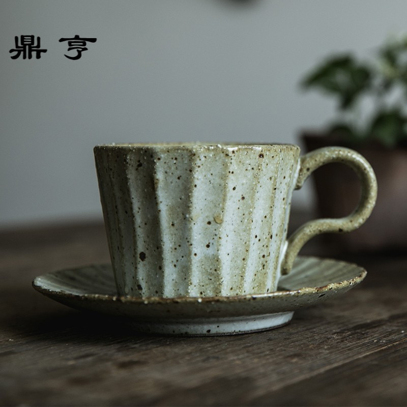 鼎亨绘市集 复古粗陶马克杯牛奶杯 咖啡杯碟套装 男女情侣水杯早