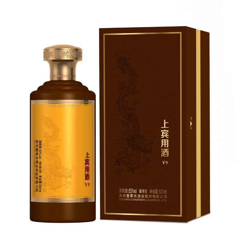 贵州茅台镇董事长 上宾用酒v9 酱香型白酒53度 500ml 单瓶装