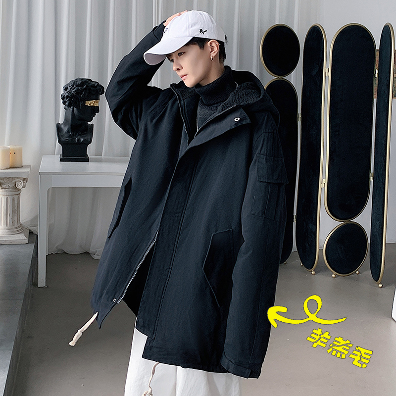 YUANSU迷彩工装棉衣男士秋冬季加厚羊羔毛韩版棉服宽松大码胖子棉袄外套棉衣