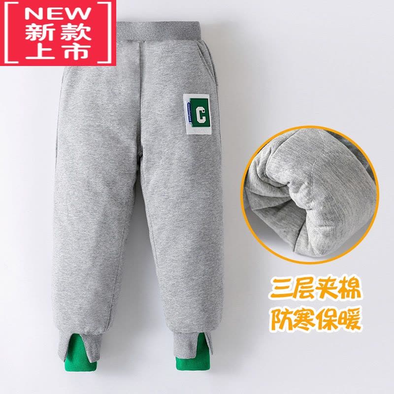 可莉允儿童棉裤外穿男童冬季加绒裤子女童加厚保暖三层夹棉超厚北方过冬保暖裤图片