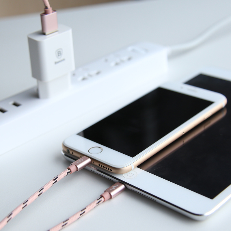 倍思(Baseus)苹果数据线二合一快充手机充电线 iPhoneX/8/7 Lightning接口 银色1.2米