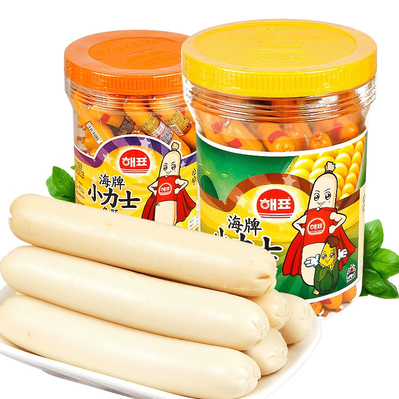 海牌小力士鱼肠1000g罐装韩国进口多口味婴幼儿即食休闲儿童零食视频