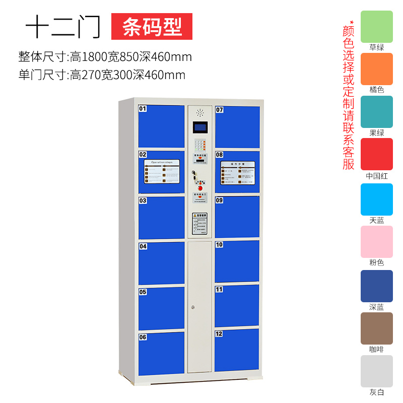 三金鑫 超市电子存包柜商场寄存柜储物柜员工手机充电存放柜微信刷卡密码指纹储物保管寄存柜 12门条码