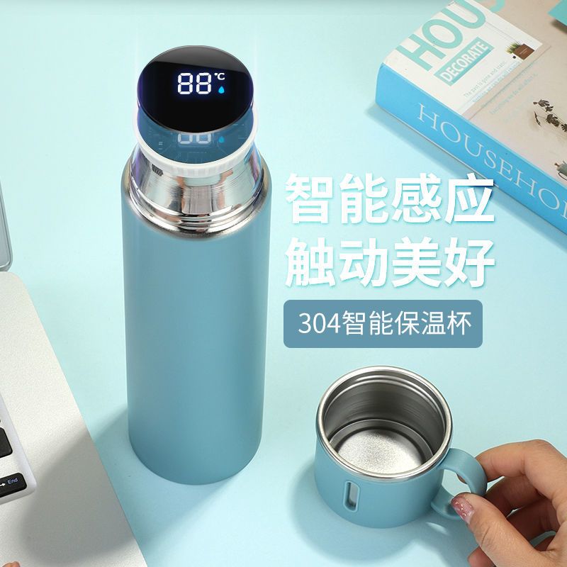 304保温水杯子时尚简约手柄盖全钢保温杯男女商务办公车载便携