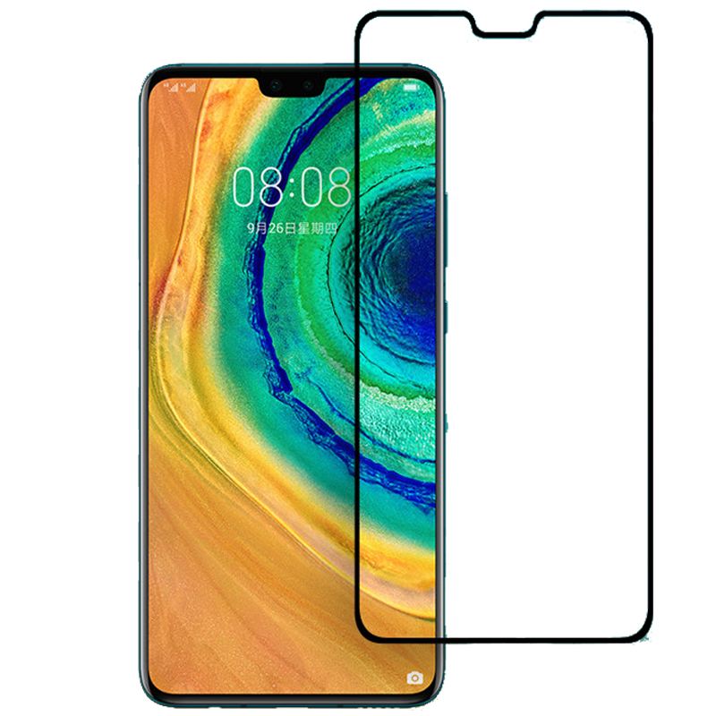 轻万适用华为mate30 钢化膜全屏黑色高清透明防摔贴膜huawei手机保护膜MATE30全玻璃5g版高清大图