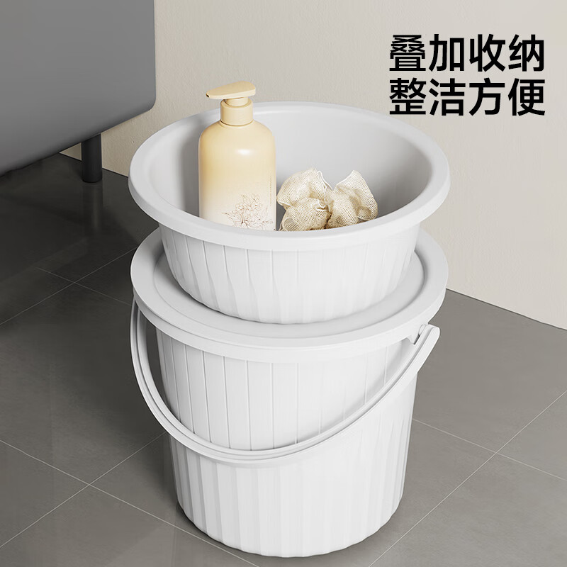 五月花 WYH-SN201加厚塑料 耐用提水桶 泡脚洗澡桶 带提手清洁洗衣桶 大容量 桶盆套装 脸盆水桶3件套高清大图