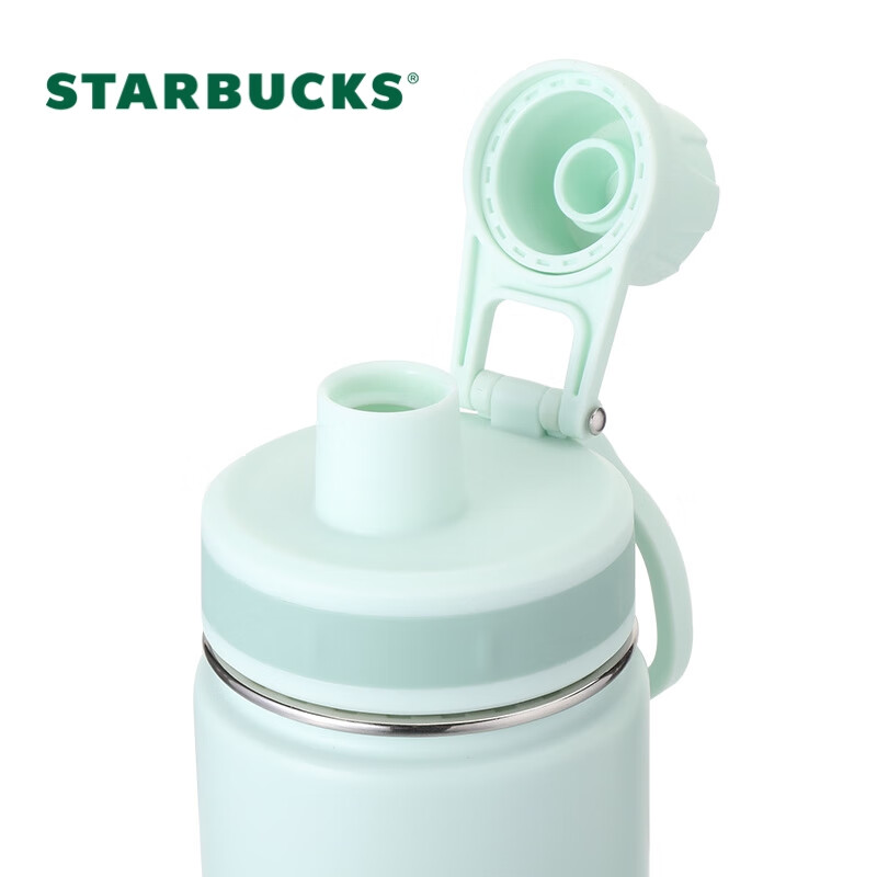 星巴克清透薄荷绿款不锈钢运动杯520ml.高清大图