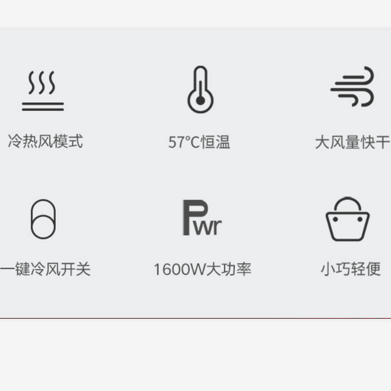 超人家用电吹风冷热风男女通用过热保护网红吹风筒发型师专用RD1651高清大图