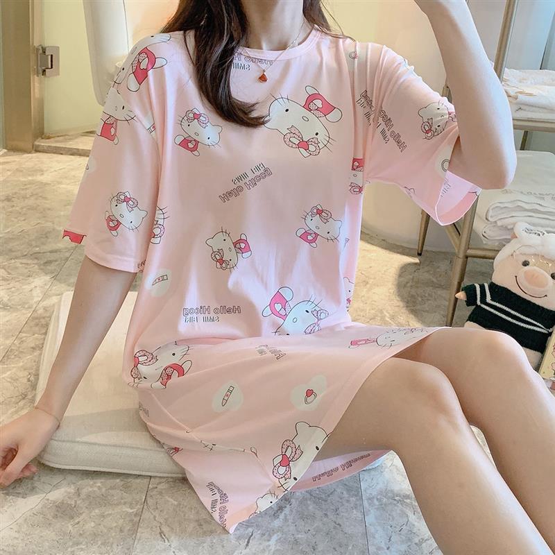 睡衣女夏睡裙女夏季睡衣可爱学生卡通甜美少女家居服短裙薄叮当猫