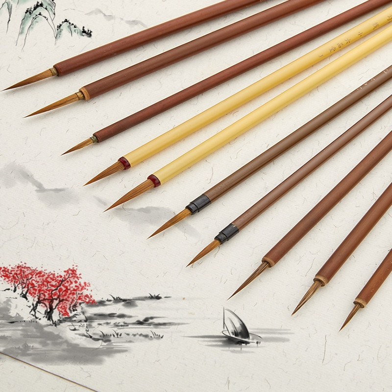 六品堂工笔画勾线笔狼毫国画瘦金体毛笔专用小楷毛笔套装花鸟描线笔