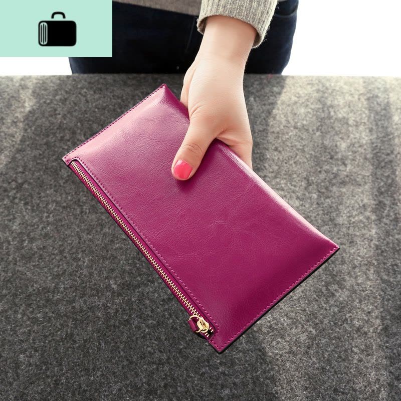 新款韩版女士长款钱包拉链超薄款软牛皮钱夹简约ins手拿包学生潮NEW LAKE图片