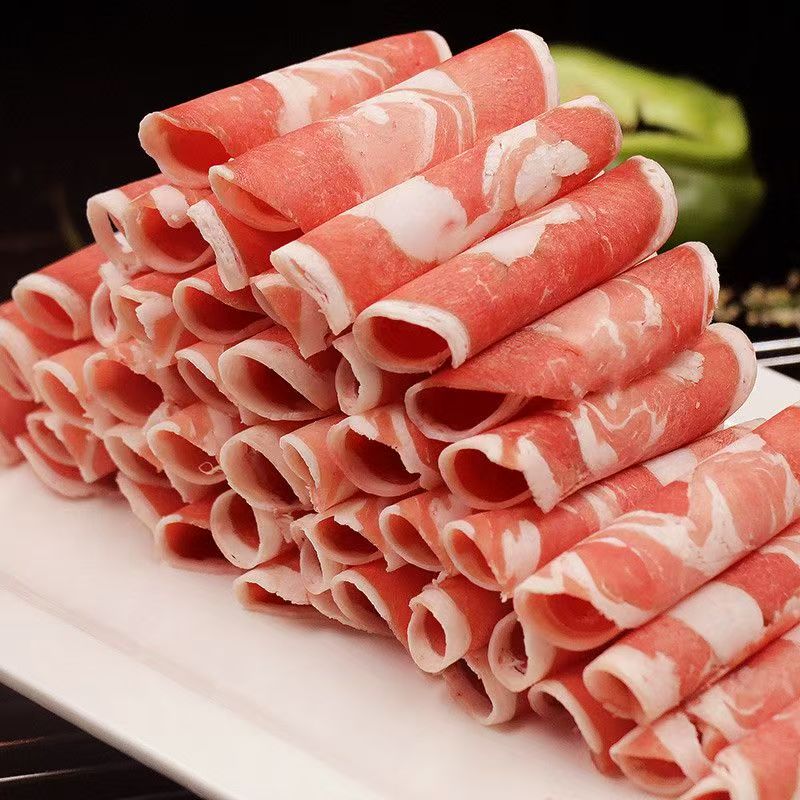 新鲜羔羊上脑火锅食材涮肉煎烤无添加正宗内蒙古原切羊肉片高清大图