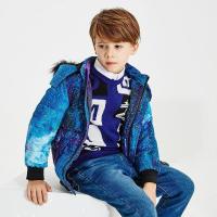【2件2.5折价：64.8】米喜迪mecity童装冬男童保暖毛领连帽可拆卸中长款羽绒服_155