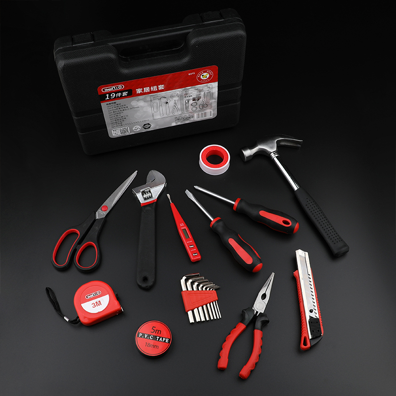 赛拓(SANTO)家用维修工具箱 五金工具 螺丝刀锤子扳手家用工具19件套0373工具组套