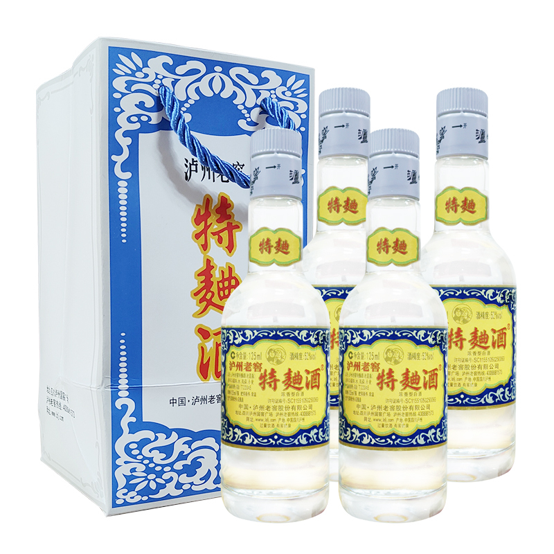 泸州老窖特曲60版小酒 浓香白酒 光瓶 125ml*4高清大图