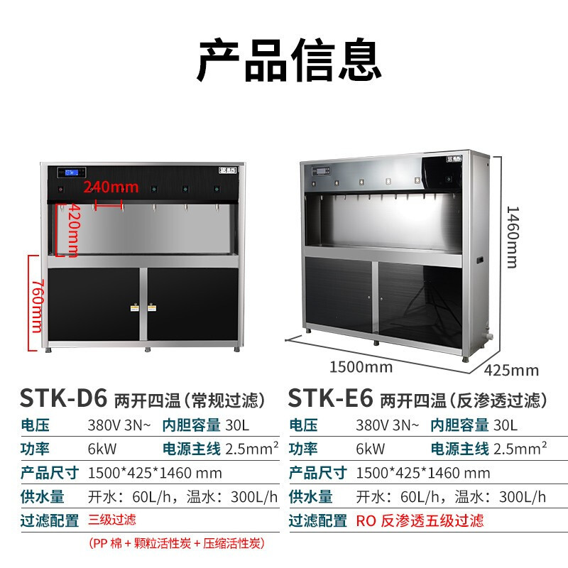 圣托(Shentop)学校医院大型直饮机 工厂饭堂用开水饮水机 不锈钢自动电热开水器商用 STK-D6