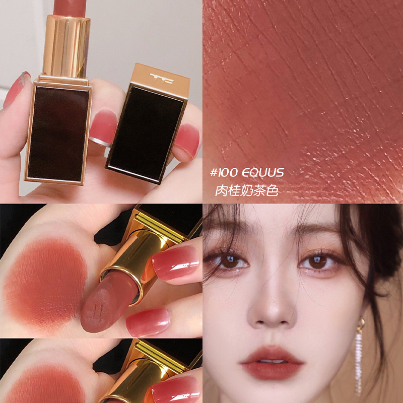 汤姆福特(Tom Ford) TF唇膏 新色黑金管口红 100#肉桂奶茶色 持久显色高清大图